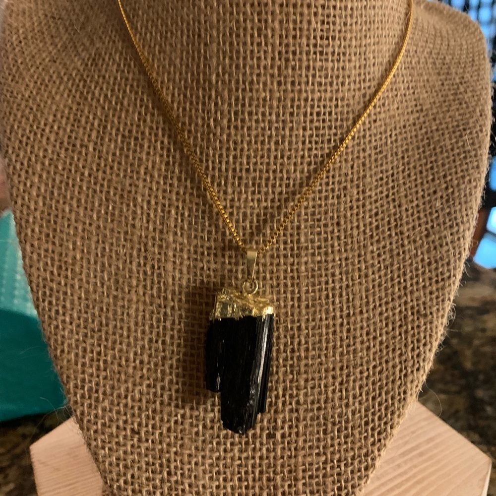 Black Tourneline Protection Stone Pendant